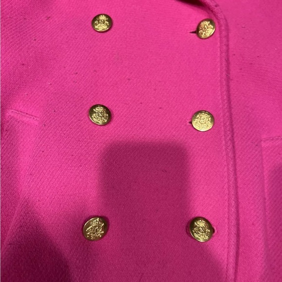 J Crew Coat Jacket Womens Size 10 Stadium Cloth Nello Gori Pink Fuschia Wool - Picture 3 of 8